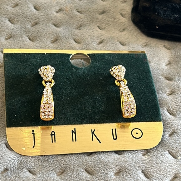 Small Elongated Pavé Cubic Zirconia Hoop Earrings-Boutique - Picture 1 of 6